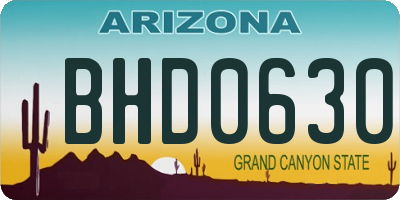 AZ license plate BHD0630