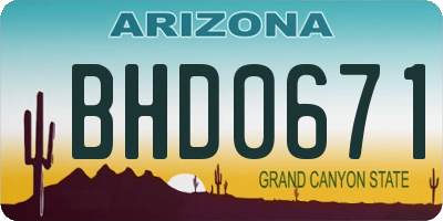 AZ license plate BHD0671