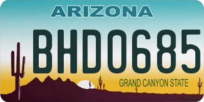 AZ license plate BHD0685