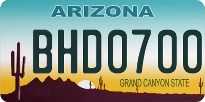AZ license plate BHD0700