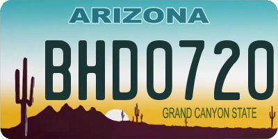 AZ license plate BHD0720