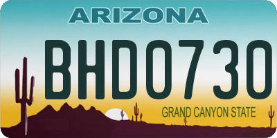 AZ license plate BHD0730