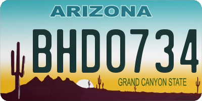 AZ license plate BHD0734