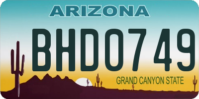AZ license plate BHD0749