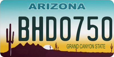 AZ license plate BHD0750