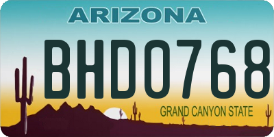 AZ license plate BHD0768