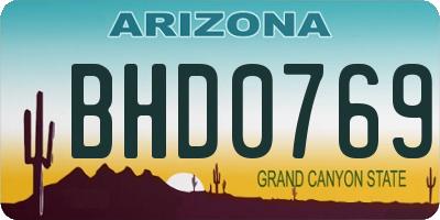 AZ license plate BHD0769