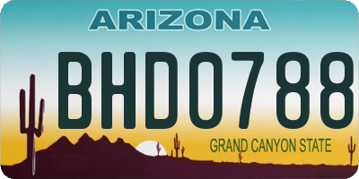 AZ license plate BHD0788
