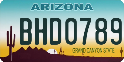 AZ license plate BHD0789