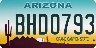AZ license plate BHD0793