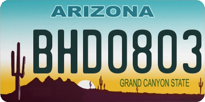 AZ license plate BHD0803