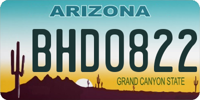 AZ license plate BHD0822