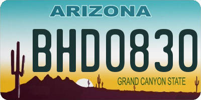AZ license plate BHD0830