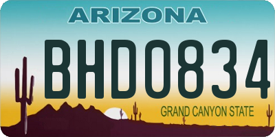 AZ license plate BHD0834