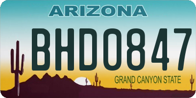 AZ license plate BHD0847