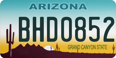 AZ license plate BHD0852