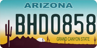 AZ license plate BHD0858