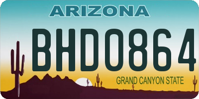 AZ license plate BHD0864