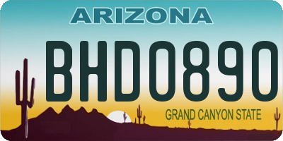 AZ license plate BHD0890