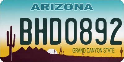 AZ license plate BHD0892