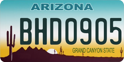 AZ license plate BHD0905
