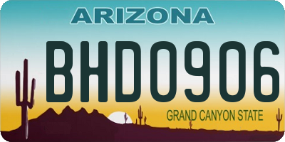 AZ license plate BHD0906