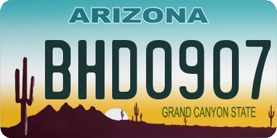 AZ license plate BHD0907