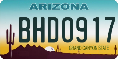 AZ license plate BHD0917