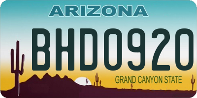 AZ license plate BHD0920