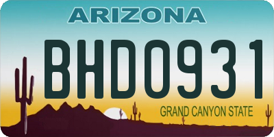 AZ license plate BHD0931