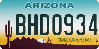 AZ license plate BHD0934