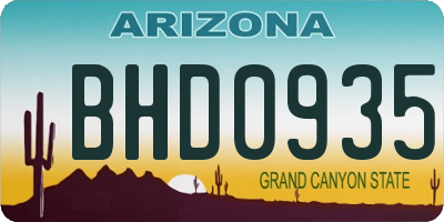 AZ license plate BHD0935