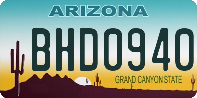 AZ license plate BHD0940