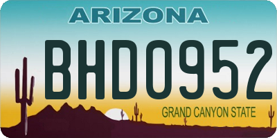 AZ license plate BHD0952