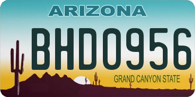 AZ license plate BHD0956