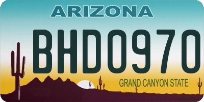 AZ license plate BHD0970