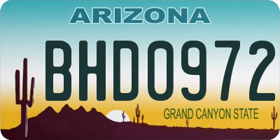 AZ license plate BHD0972