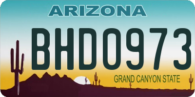 AZ license plate BHD0973