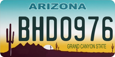 AZ license plate BHD0976