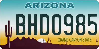 AZ license plate BHD0985