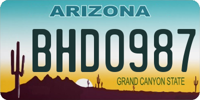 AZ license plate BHD0987