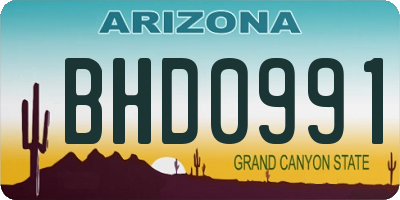 AZ license plate BHD0991