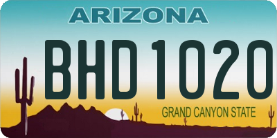 AZ license plate BHD1020