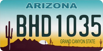 AZ license plate BHD1035