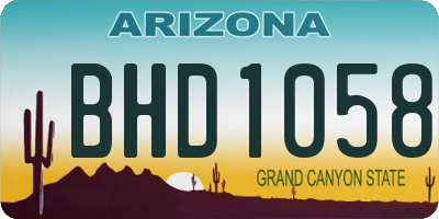 AZ license plate BHD1058