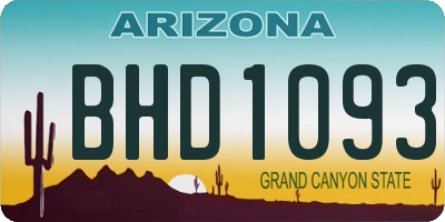 AZ license plate BHD1093