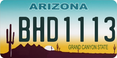 AZ license plate BHD1113