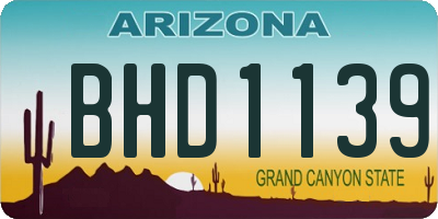 AZ license plate BHD1139