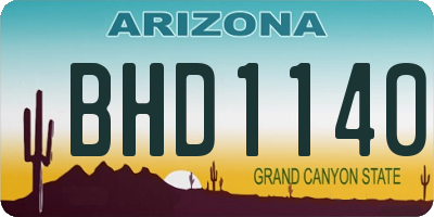 AZ license plate BHD1140