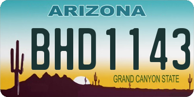 AZ license plate BHD1143